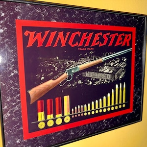 Winchester Factory Rifle Firearms Store Hunting Lodge Bar Man Cave Advertising Sign
