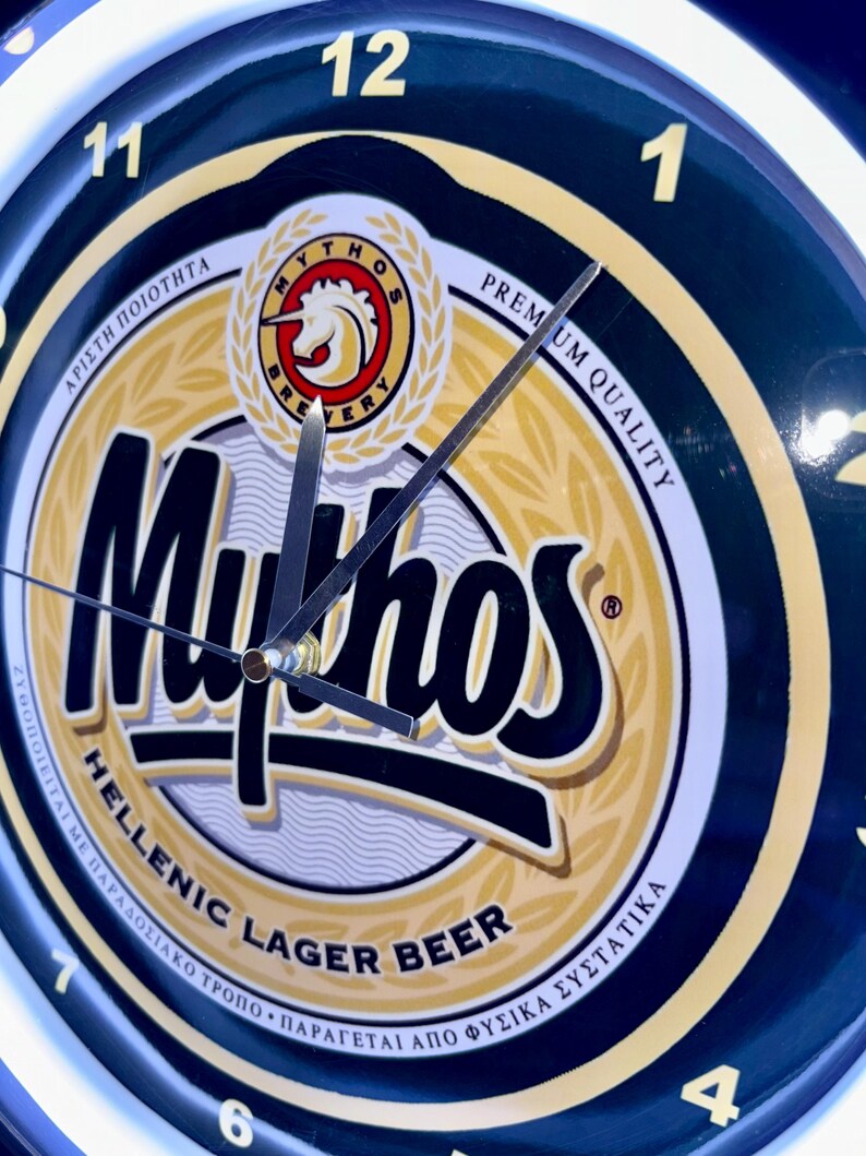 Mythos Sign Mythos Greek Beer Logo Bar Man Cave Blue Neon Style LED Retro Wall ...