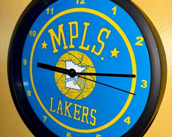 Minneapolis Lakers Los Angeles Basketball Throwback Spielzimmer Man Cave Bar Werbung Wanduhr Zeichen