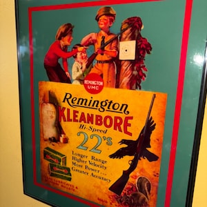 Remington Cleanbore Rifle Firearms Store Hunting Lodge Bar Man Cave Advertising Sign
