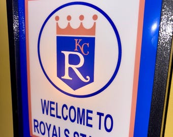 KC Kansas City Royals Baseball Throwback Bar Man Cave Lighted Advertising Sign