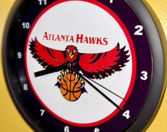Atlanta Hawks Basketball Throwback Man Cave Bar Retro Wall Clock Sign