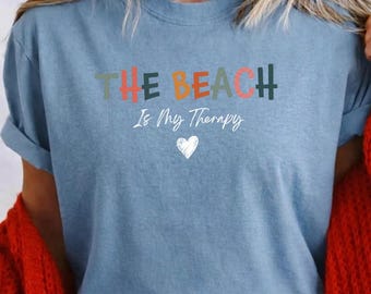 The Beach Is My Therapy PNG, Summer Travel Graphic Tee, Coastal Sublimation (Digital Download)