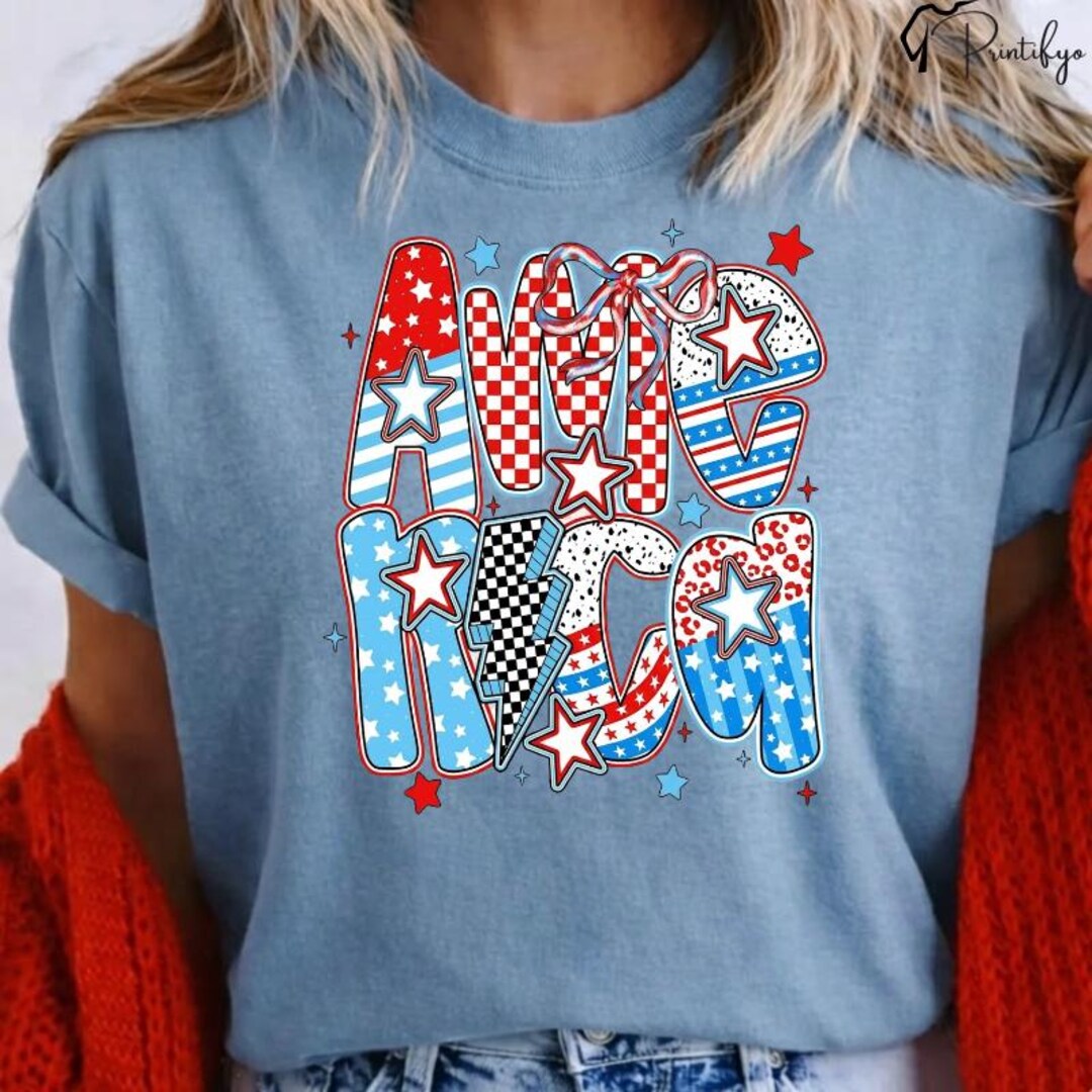 Retro America PNG Bundle, Coquette Patriotic USA Designs, 4th of July ...