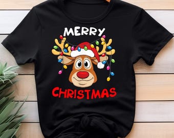 Feliz Navidad Reno PNG, Diseño de Rodolfo el reno a cuadros (Descarga digital)
