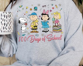 Snoopy 100 Days of School PNG, Peanuts Gang Teacher Design (Digital Download)