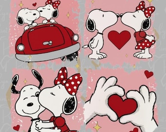 Dog Couple Love Story Collage, Valentine's Day PNG (Digital Download)