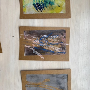 Set of 3 Handmade Monoprint Postcards – Original Acrylic Art on Paper