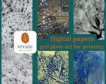Gelli Plattendruck Digitales Papier | 5 handgefertigte Monoprint Texturen (Digitaler Download)