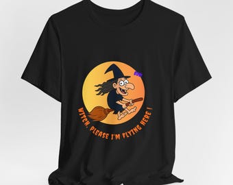 T-shirt Halloween Sorcière Espiègle, Vêtements Humour Sorcière Volante Effrayante