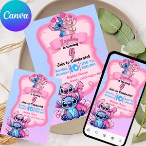 Editable Stitch Party Invitation, Birthday Pool Invite Lilo & Stitch Party Invite Template Printable Pool Birthday, Instant Digital Download