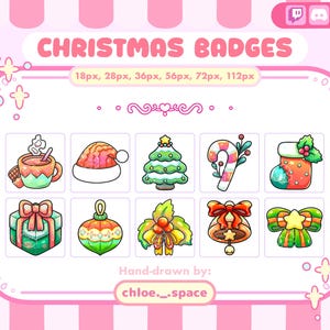 Insignias de suscripción/bits de elementos navideños, puntos de canal para: Twitch, Discord, YouTube y plataformas de streaming