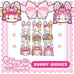 Bunny Badges Sub/Bit-märken, kanalpoäng för: Twitch, Discord, Youtube | Streamingplattformar