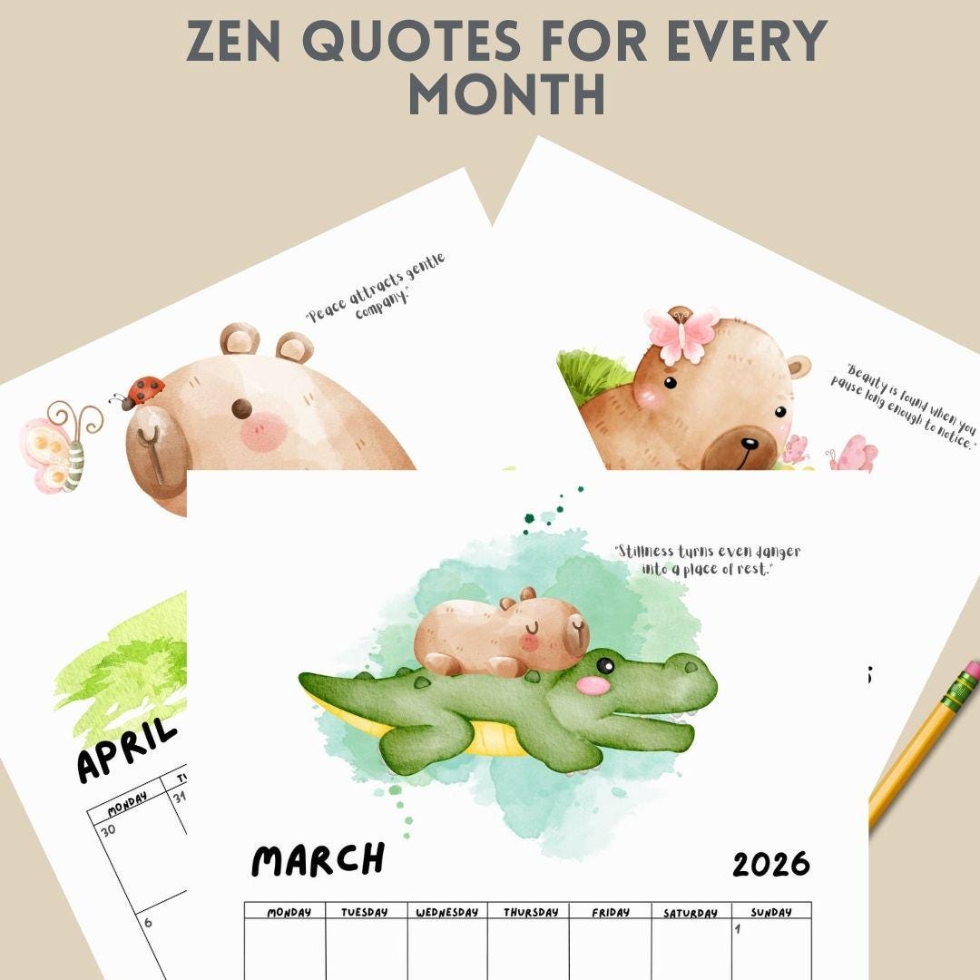 Bureaukalender | 2026 Cartoon Capybara Organizer, 12 maanden staande Bureaukalender | 2026 Cartoon Capybara Organizer, 12 maanden staande