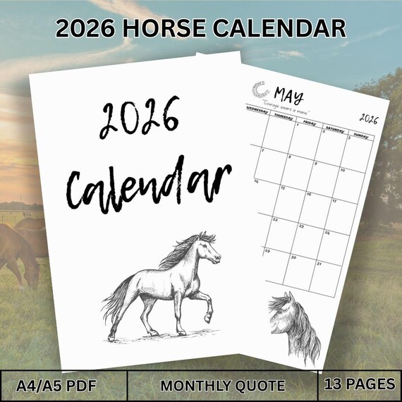 2026 Year Of The Horse Wall Calendar FINAL SALE