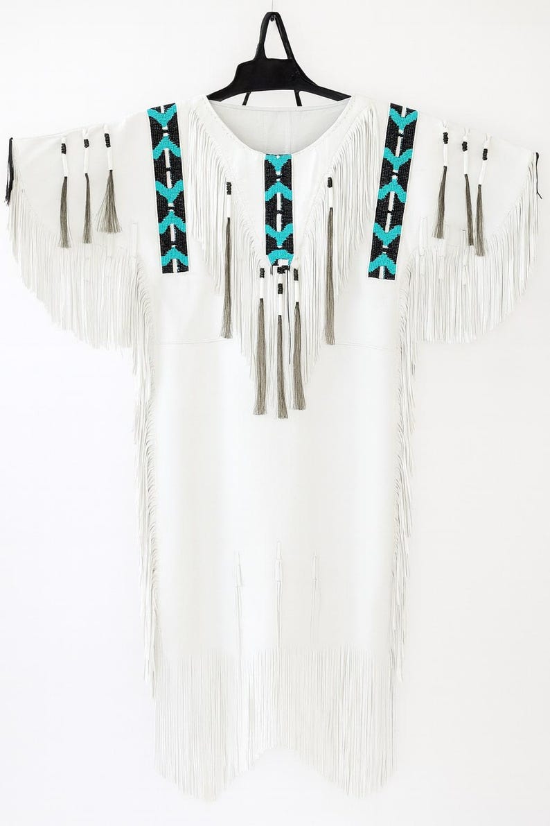 Handmade Powwow Regalia Beaded Leather Dress | Native Fringe Ceremony ...