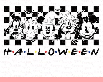 Disney Halloween PNG, Cute Mickey Minnie Trick or Treat Clipart, Spooky Family Digital Download for Halloween