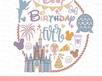 Disney Birthday PNG, Custom Mickey Mouse Clipart, Personalized Kids Party Design, Digital Download for Fun