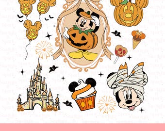 Disney Halloween PNG, Mickey Mouse Trick or Treat, Spooky Season Digital Download, Halloween Family Fun Art