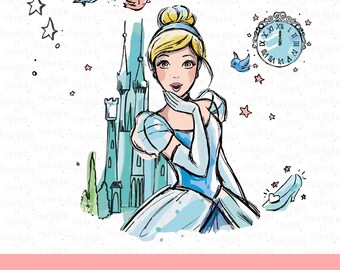 Disney Cinderella PNG, Magical Princess Clipart, Digital Download, Birthday Party Decor, Sublimation Art