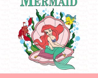 Little Mermaid PNG, Ariel Clipart, Digital Download, Birthday Party Decor, Sublimation Art for Kids
