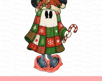 Weihnachten Minnie Maus PNG, süße Urlaub Clipart, digitaler Download für Kunsthandwerk, festliche Kunst für Kinder Projekte