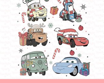 Cars Christmas PNG, Merry Christmas Digital Download, Retro Kids Christmas PNG, Holiday Sublimation Design