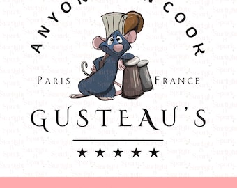 Disney Ratatouille PNG, téléchargement numérique Remy Chef, tout le monde peut cuisiner des cliparts, Noël sublimation Design