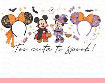 Disney Halloween PNG, Mickey Mouse Trick or Treat, Spooky Season Digital Download, Halloween Family Fun Art