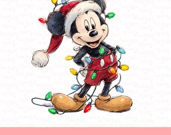 Disney Christmas PNG, Mickey and Friends Holiday Art, Cute Christmas Gifts, Family Digital Download, Merry PNG