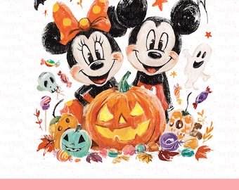 Disney Halloween PNG, Mickey Mouse Trick or Treat, Spooky Season Digital Download, Halloween Family Fun Art