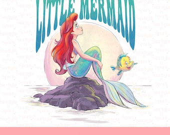 Little Mermaid PNG, Ariel Clipart, Digital Download, Birthday Party Decor, Sublimation Art for Kids