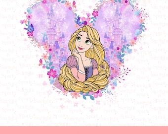 Disney Rapunzel PNG, Tangled Princess Clipart, Floral Digital Download, Magic Kingdom Art, Sublimation File