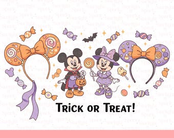 Disney Halloween PNG, Mickey Mouse Trick or Treat, Spooky Season Digital Download, Halloween Family Fun Art
