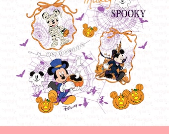 Disney Halloween PNG, Mickey Mouse Trick or Treat, Spooky Season Digital Download, Halloween Family Fun Art