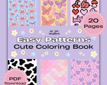 Relaxing Coloring Book: Easy Patterns, Stress Relief (20 Pages Digital Printable)