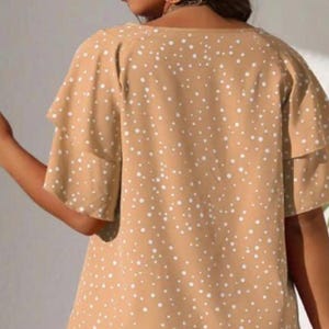 Vintage Beige Women&#39;s Polka Dot Blouse Size 3xl