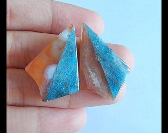 Popular jewelry,Handmade Natural Howlite,Obsidian Intarsia Gemstone Earrings,21x2mm,4.2g T3556
