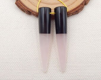 Popular jewelry,Handmade Natural Howlite,Obsidian Intarsia Gemstone Earrings,21x2mm,4.2g T3556