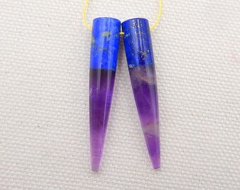Popular jewelry,Handmade Natural Howlite,Obsidian Intarsia Gemstone Earrings,21x2mm,4.2g T3556