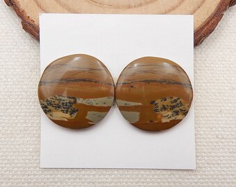 Natural Gemstone US Biggs Picture Jasper Cabochon Pair New 17x12x3mm 1.8g Y5947