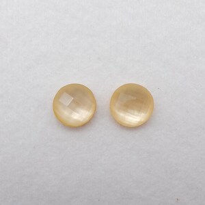Paire de cabochons de pierres précieuses rondes en nacre naturelle et quartz blanc facetté, fabrication de bijoux DIY, 8 x 4 mm, 1 g - SS3146