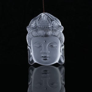 Natural White Quartz Carved Buddha Head Pendant, Gemstone Buddha Pendant, Good Luck Pendant, Best Gemstone Gift, 37x27x13mm, 21.5g