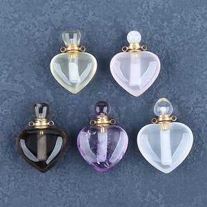 New Design! Unique Gemstone Design, Different Gemtones Heart Shape Perfume Bottles Pendant, Best Gemstone Jewelry Gift, Jewelry DIY Making