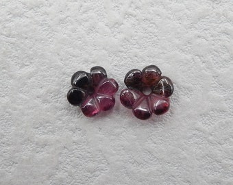 2PCS Carved High Quality Natural Tourmaline Flower Gemstone Cabochon, Stone For Jewelry DIY Making, 8/9x4mm, 0.8g - SS968