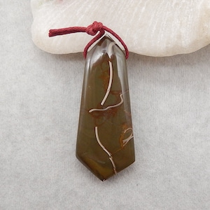 Natural Ammonite Fossil Gemstone Pendant Bead, Side Drilled Gemstone Pendant, Handmade Jewelry, 48x20x8mm, 14.4g - M1113