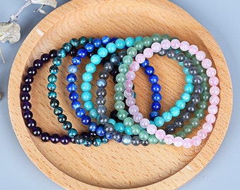 Natural Gemstone Bracelet Beads Wholesale, Colorful Gemstone Bracelet, Beautiful Gemstone Bracelet Gift, Handmade Jewelry, 6mm Round Beads