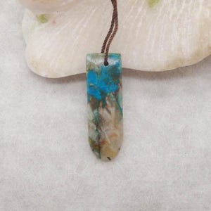 Natural Chrysocolla Gemstone Pendant Bead, Popular Pendant For Jewelry DIY Making, Gemstone Wholesale, 34x11x4mm, 3.2g -M291