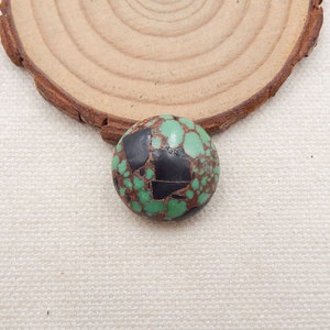 Magnifique cabochon rond turquoise naturel avec pierres précieuses, fabrication de bijoux bricolage, vente en gros de pierres précieuses turquoises, 20 x 8 mm, 4,6 g - M127