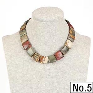 Collar de cuentas sueltas de jaspe Picasso natural multicolor de 1 hebra de 43 cm, diseño de piedras preciosas, para hacer joyas, 109 g, 20 x 20 x 7 mm - HS030